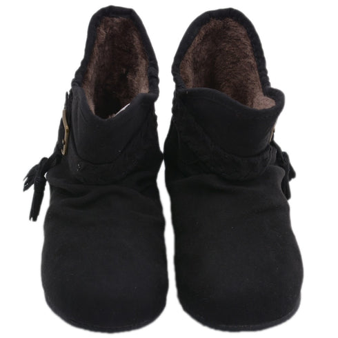 L'Amour Little Girls Black Suede Faux Lining Ankle Boots 5-10 Toddler - SophiasStyle.com