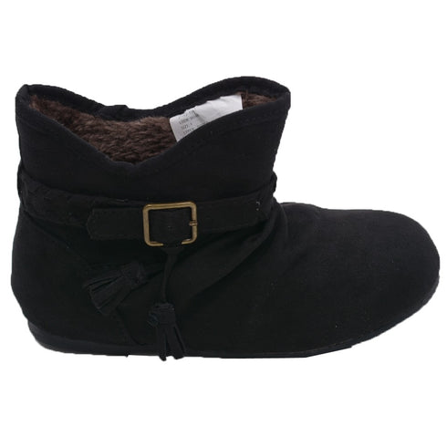 L'Amour Little Girls Black Suede Faux Lining Ankle Boots 5-10 Toddler - SophiasStyle.com
