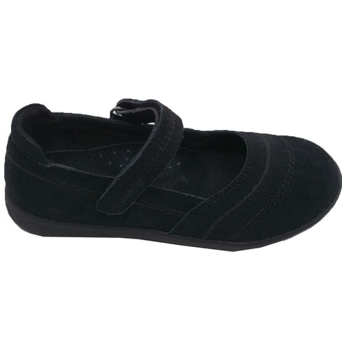 L'Amour Little Girls Black Sporty Nubuck Leather Mary Jane Shoes 11-2 - SophiasStyle.com