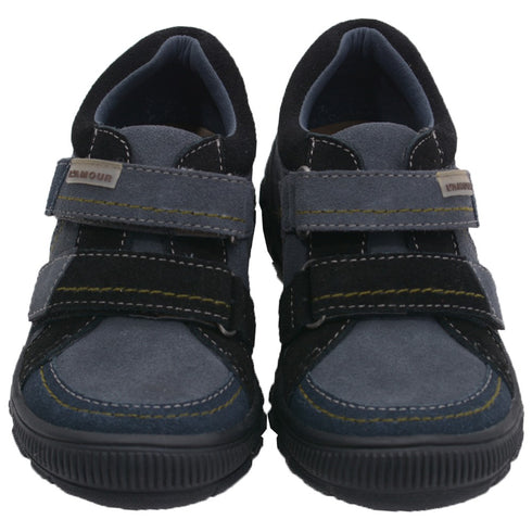 L'Amour Little Boys Grey Navy Two Toned Double Sneakers 5-10 Toddler - SophiasStyle.com