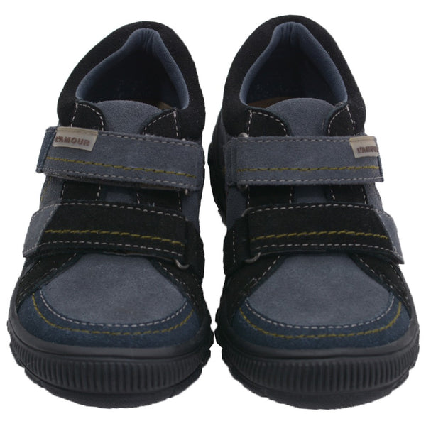 L'Amour Little Boys Grey Navy Two Toned Double Sneakers 5-10 Toddler - SophiasStyle.com