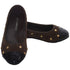 L'Amour Brown Suede Patent Gold Stud Ballet Flat Shoe Little Girl 11-4 - SophiasStyle.com