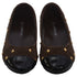 L'Amour Brown Suede Patent Gold Stud Ballet Flat Shoe Little Girl 11-4 - SophiasStyle.com