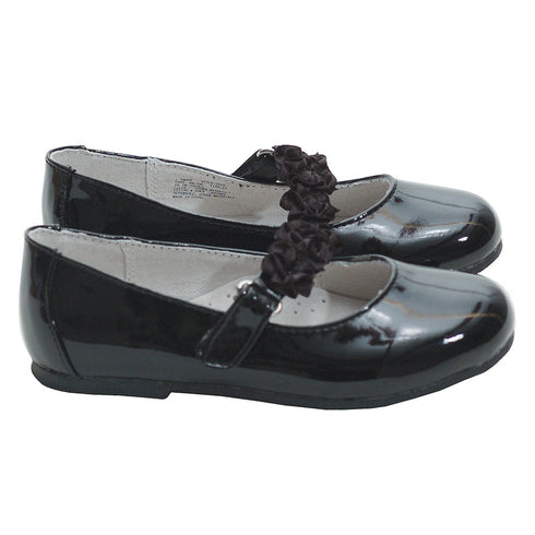 L'Amour Black Patent Floral Dress Shoe Toddler Girl 5-Little Girl 2 - SophiasStyle.com