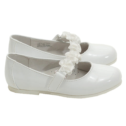 L'Amour Little Girls White Patent Floral Dress Shoe Toddler Girl 5T-2 - SophiasStyle.com