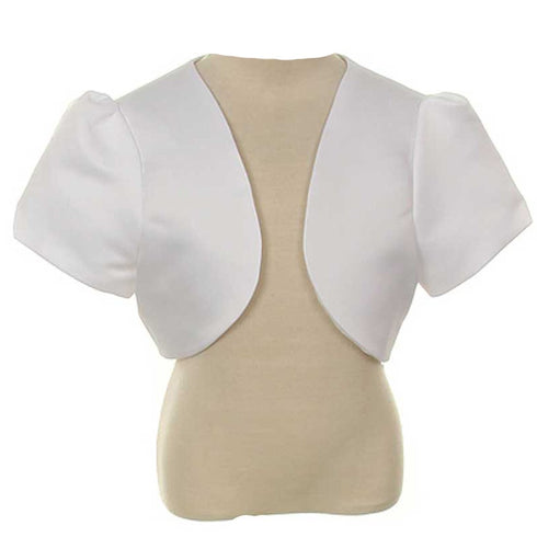 Rain Kids White Short Sleeve Satin Bolero Occasion Shrug Girls 8-14 - SophiasStyle.com