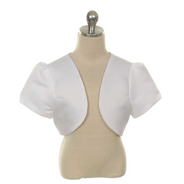 Rain Kids White Short Sleeve Satin Bolero Occasion Shrug Girls 8-14 - SophiasStyle.com