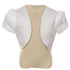 Rain Kids White Satin Pearl Trimmed Short Sleeve Bolero Girls 8-14 - SophiasStyle.com