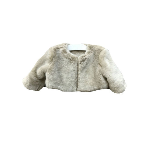 Petite Adele Little Girls Champagne Soft Faux Fur Lined Long Sleeve Jacket 2-6 - SophiasStyle.com