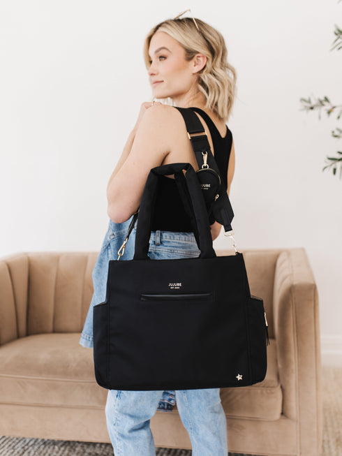 utility-strap-tote-black jujube bags at sophiasstyle.com