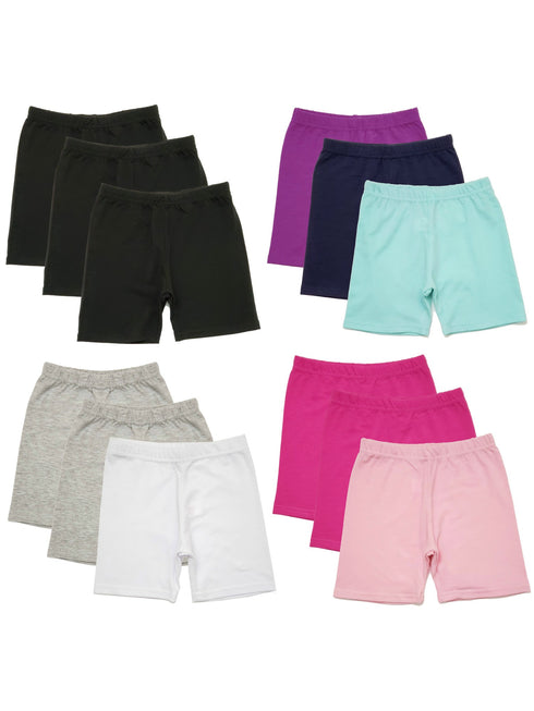 Girls Multi Color Bike Dance Yoga 12 Piece Pack Shorts 2T-8 - SophiasStyle.com