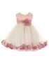 Kids Dream Baby Girl Off - White Rose Top Satin Floating Petals Flower Girl Dress 6-24M - SophiasStyle.com