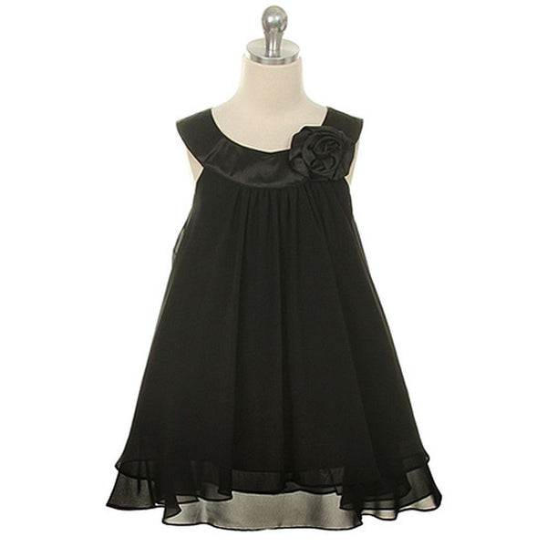 Kids Dream Little Girls Black Chiffon A Line Flower Girl Dress 2-14 - SophiasStyle.com