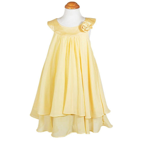 Kids Dream Little Girls Yellow Chiffon A Line Flower Girl Dress 2-14 - SophiasStyle.com