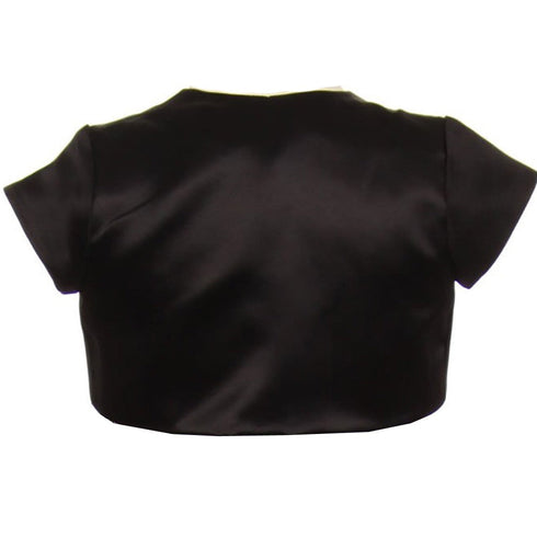 Kids Dream Little Girls Black Satin Short Special Occasion Bolero 2-6 - SophiasStyle.com