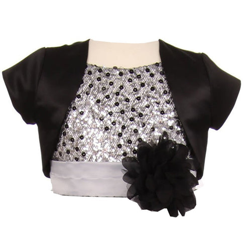 Kids Dream Little Girls Black Satin Short Special Occasion Bolero 2-6 - SophiasStyle.com