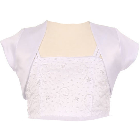 Kids Dream Little Girls White Satin Short Special Occasion Bolero 2-6 - SophiasStyle.com