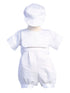 Lito Baby Boys White Satin Holy Spirit Bib Kenneth Christening Romper Set 0-18M - SophiasStyle.com