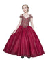 Big Girls Burgundy Rhinestone Glitter Tulle Pageant Ball Dress 8-16 - SophiasStyle.com