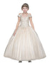 Little Girls Champagne Rhinestone Glitter Tulle Pageant Ball Dress 3-6 - SophiasStyle.com