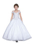 Little Girls White Rhinestone Glitter Tulle Pageant Ball Dress 3-6 - SophiasStyle.com