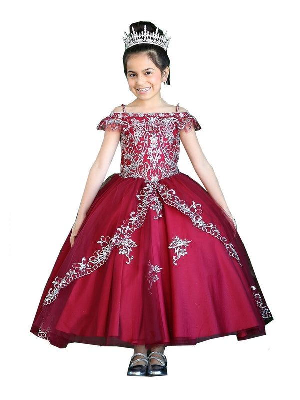 Girls Multi Colors Off-Shoulder Sparkle Ball Gown Dress 3-16 - SophiasStyle.com