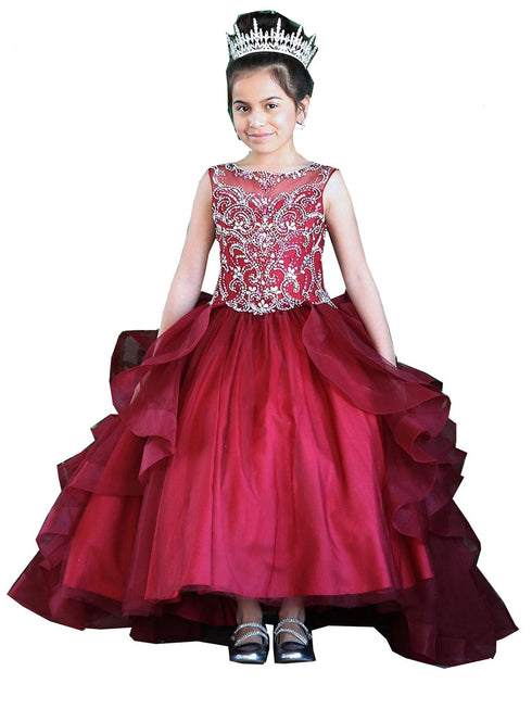 Girls Multi Colors Ruffle Train Back Ball Gown Dress 3-16 - SophiasStyle.com