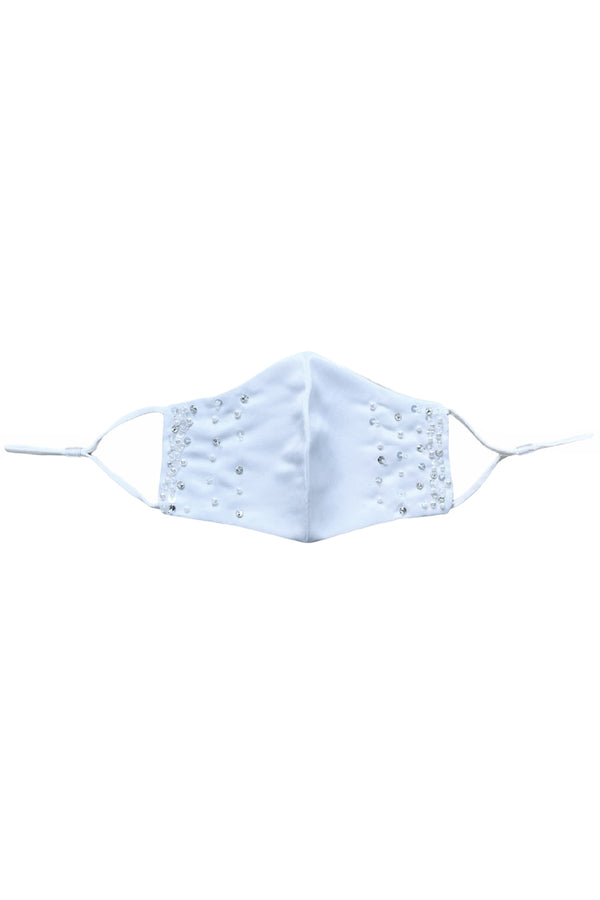 Rain Kids Big Girls White Pearl Rhinestone Beaded Satin Mask - SophiasStyle.com