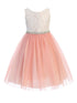 Kids Dream Big Girls Rose Lace Tulle Rhinestone Flower Girl Dress 8-12 - SophiasStyle.com