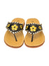 L'Amour Little Girls Black Contrast Whipstitched Trim Thong Sandals 7-10 Toddler - SophiasStyle.com
