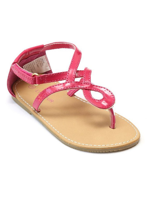 L'Amour Girls Multi Color Swirl Loop Pattern Thong Sandals 7 Toddler-4 Kids - SophiasStyle.com