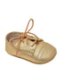 L'Amour Girls Gold Shimmery Lace-Up Closure Leather Crib Shoes 0 Baby-5 Toddler - SophiasStyle.com