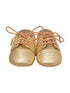 L'Amour Girls Gold Shimmery Lace-Up Closure Leather Crib Shoes 0 Baby-5 Toddler - SophiasStyle.com