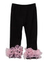Girls Black Pink Double Ruffle Ankle Trim Trendy Leggings 9M-8 - SophiasStyle.com