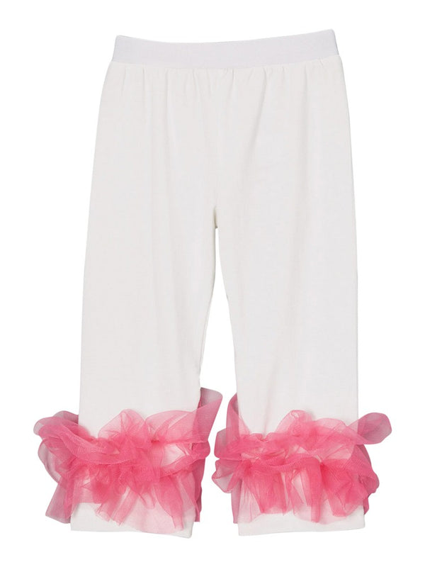 Girls Off-White Hot Pink Double Ruffle Ankle Trim Leggings 9M-8 - SophiasStyle.com