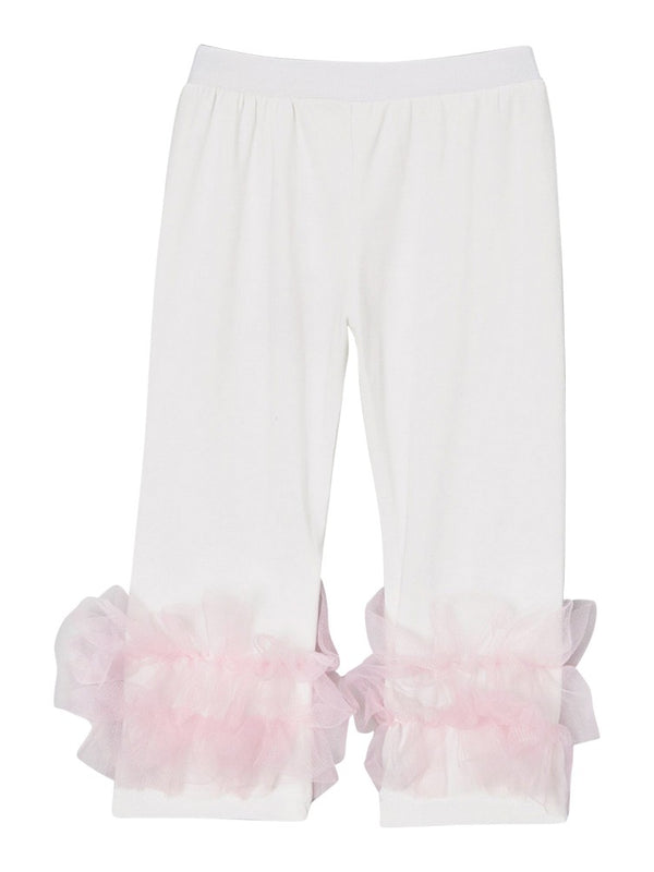 Girls Off-White Pink Double Ruffle Ankle Trim Leggings 9M-8 - SophiasStyle.com