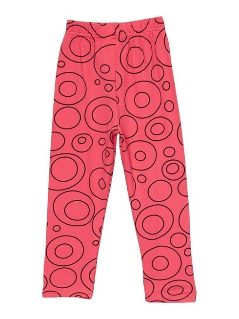 Girls Black Circle Print Hot Pink Ice Silk Casual Leggings 9M-8 - SophiasStyle.com