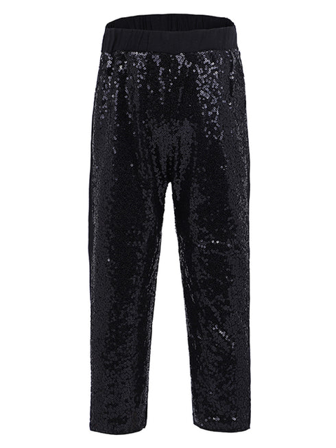 Girls Black Sequin Sports Casual Legging Pants 9M-8 - SophiasStyle.com