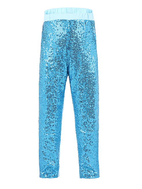 Girls Blue Sequin Sports Casual Legging Pants 9M-8 - SophiasStyle.com
