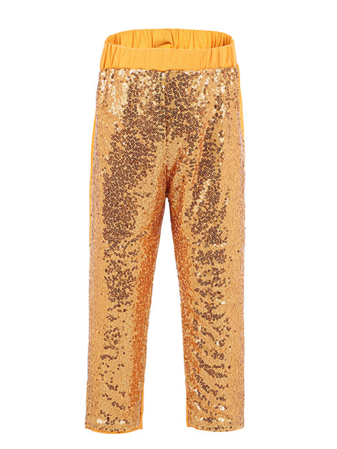Girls Gold Sequin Sports Casual Legging Pants 9M-8 - SophiasStyle.com