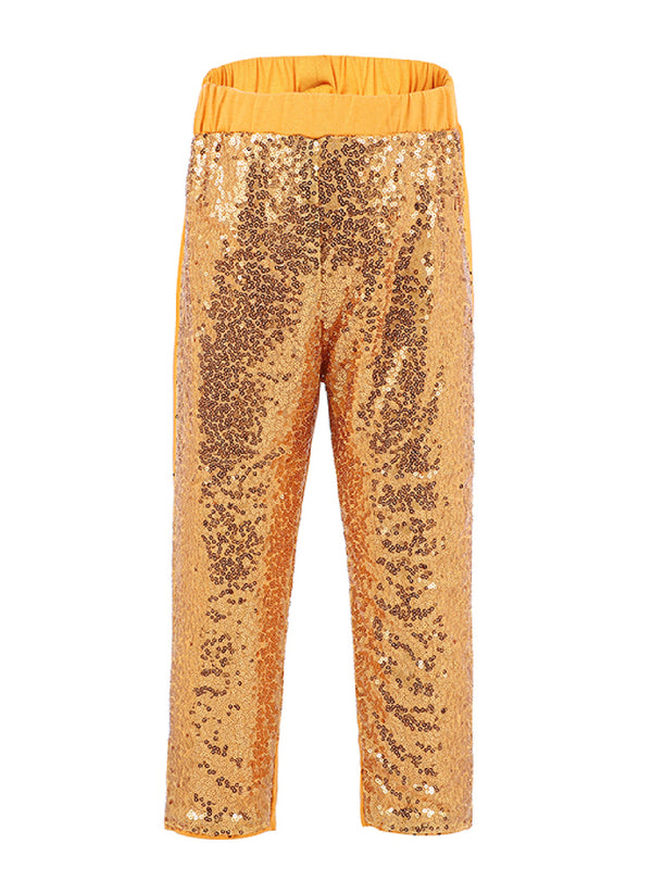 Girls Gold Sequin Sports Casual Legging Pants 9M-8 - SophiasStyle.com