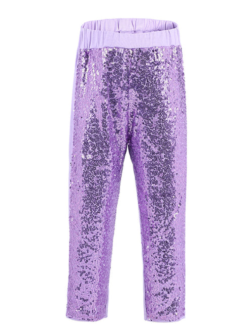 Girls Lavender Sequin Sports Casual Legging Pants 9M-8 - SophiasStyle.com