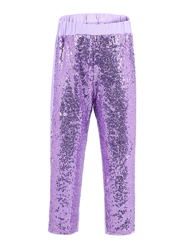 Girls Lavender Sequin Sports Casual Legging Pants 9M-8 - SophiasStyle.com