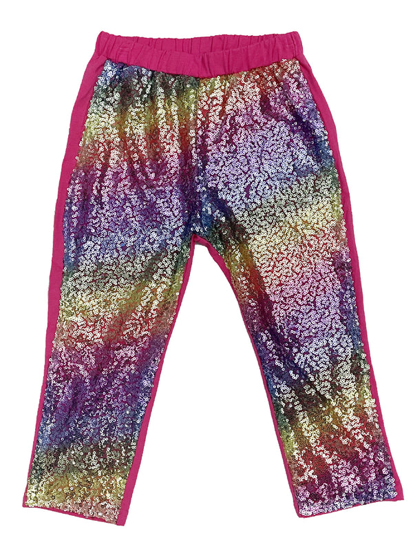 Girls Multi Color Rainbow Sequin Casual Legging Pants 9M-8 - SophiasStyle.com