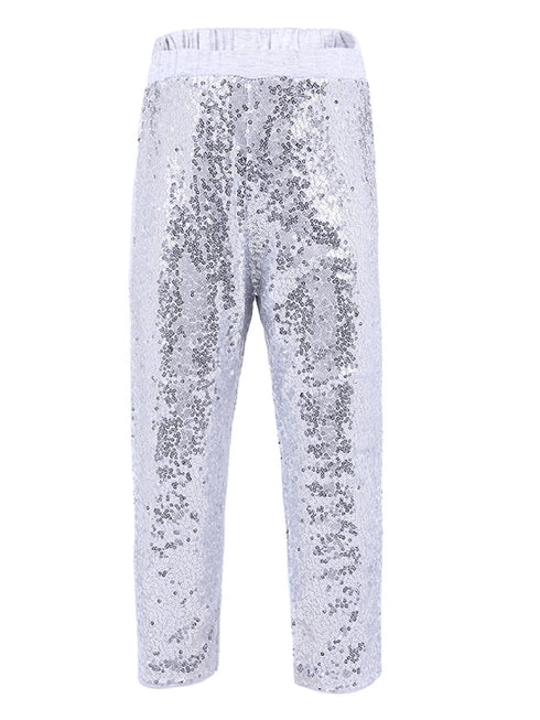 Girls Silver Sequin Sports Casual Legging Pants 9M-8 - SophiasStyle.com