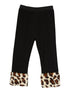 Girls Black Tan Brown Leopard Faux Fur Ankle Trim Leggings 9M-8 - SophiasStyle.com