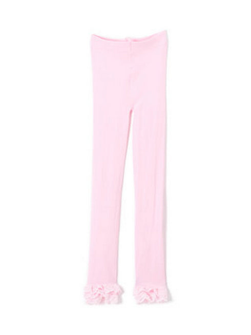Girls Pink Solid Color Ruffle Lace Trim Stylish Tights 1-15 - SophiasStyle.com