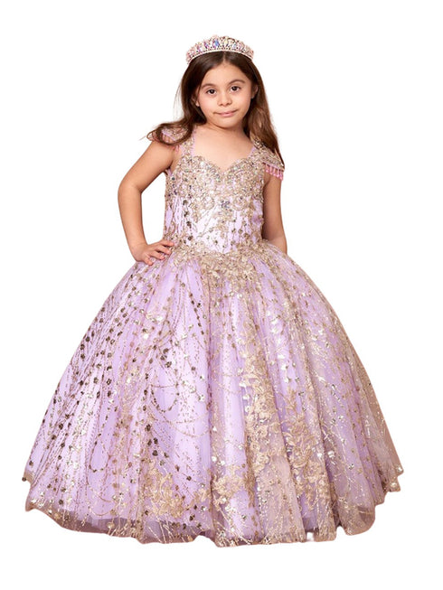 Girls Emerald Green Floral Appliques Ball Gown 3-16 - SophiasStyle.com