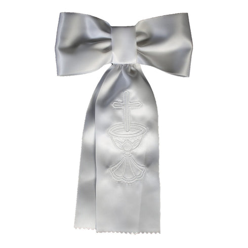 Lito Boys White Embroidered Cross Chalice First Communion Arm Band - SophiasStyle.com