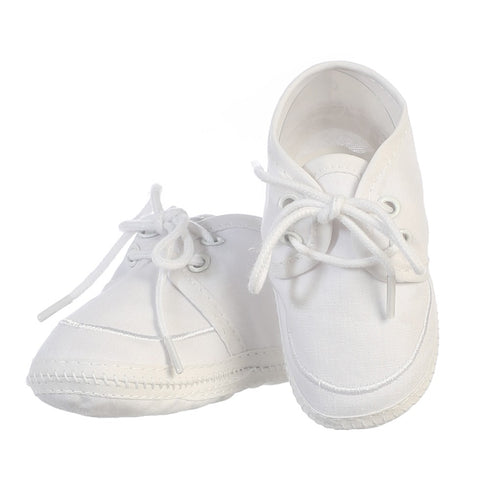 Lito Baby Boy White Cotton Lace Up Christening Bootie Newborn - 3 Baby - SophiasStyle.com